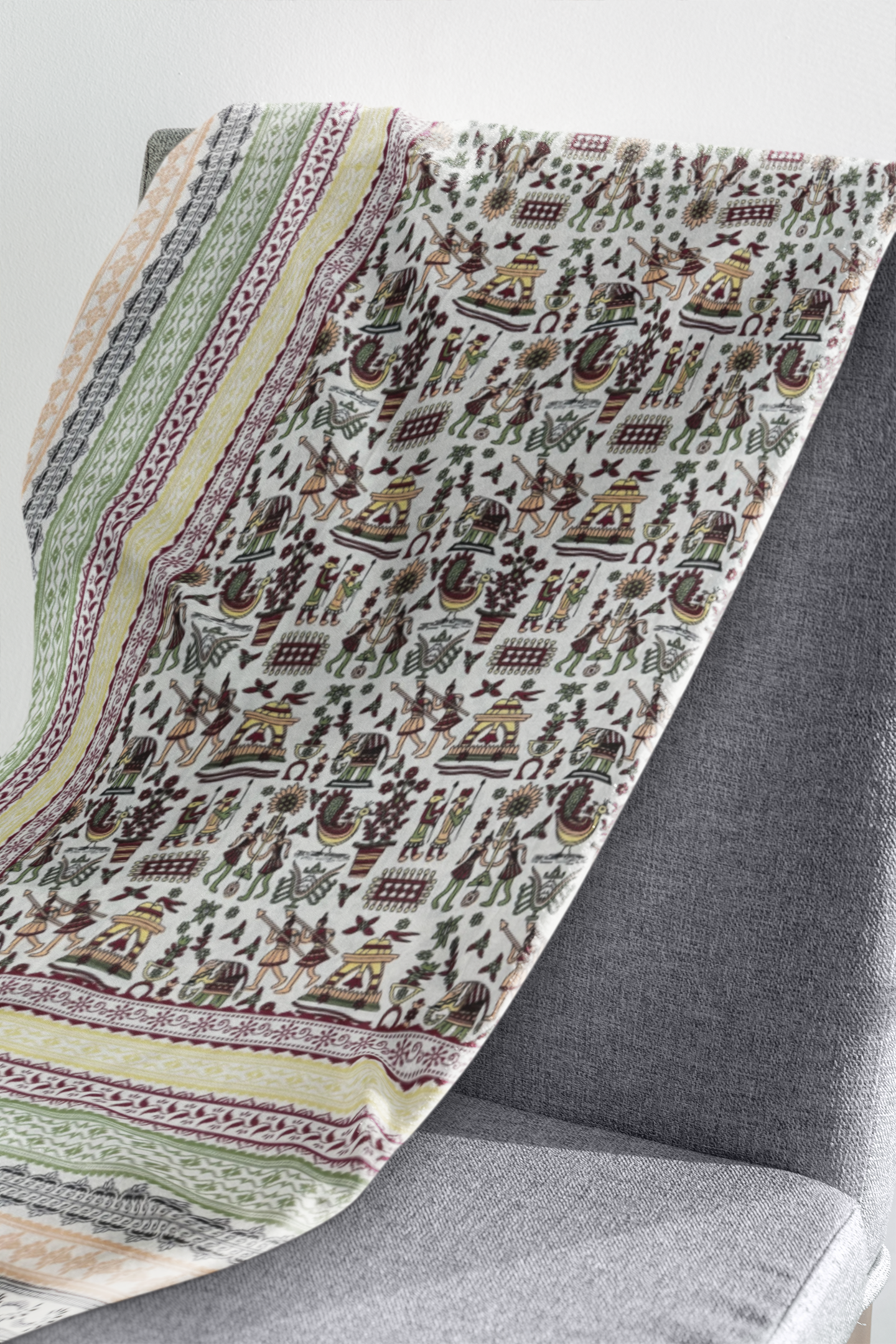 Jaipuri Cotton Yellow Ethnic Mandakini All-Over Print King Size Double Bedsheet 90x108 inches