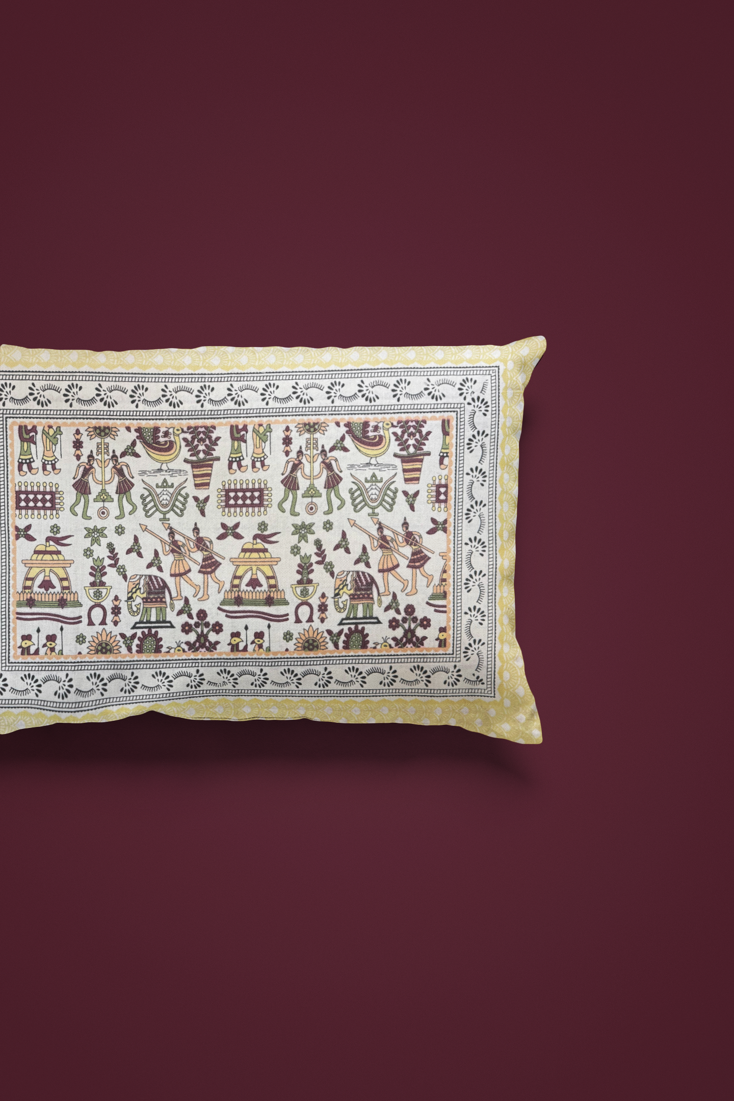 Jaipuri Cotton Yellow Ethnic Mandakini All-Over Print King Size Double Bedsheet 90x108 inches