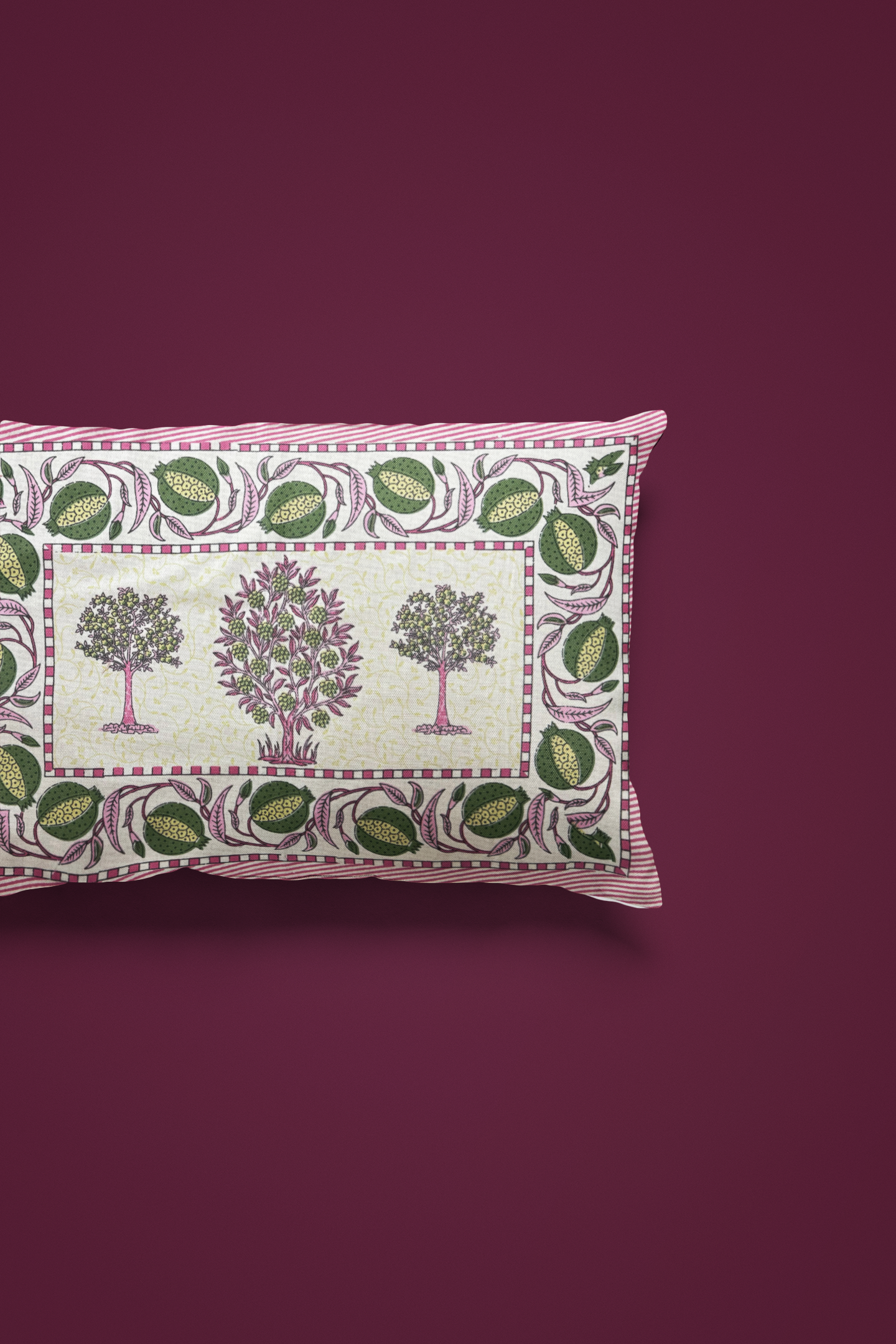 Jaipuri Cotton Pink Ethnic Tree Block Print King Size Double Bedsheet 90x108 inches