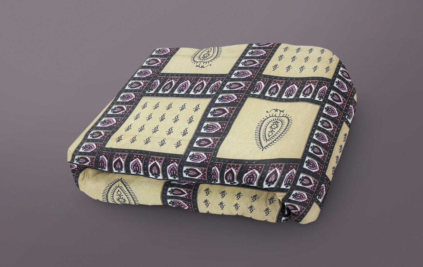 Jaipuri Cotton Yellow Ethnic and Modern Fusion King Size Double Bedsheet 90x108 inches