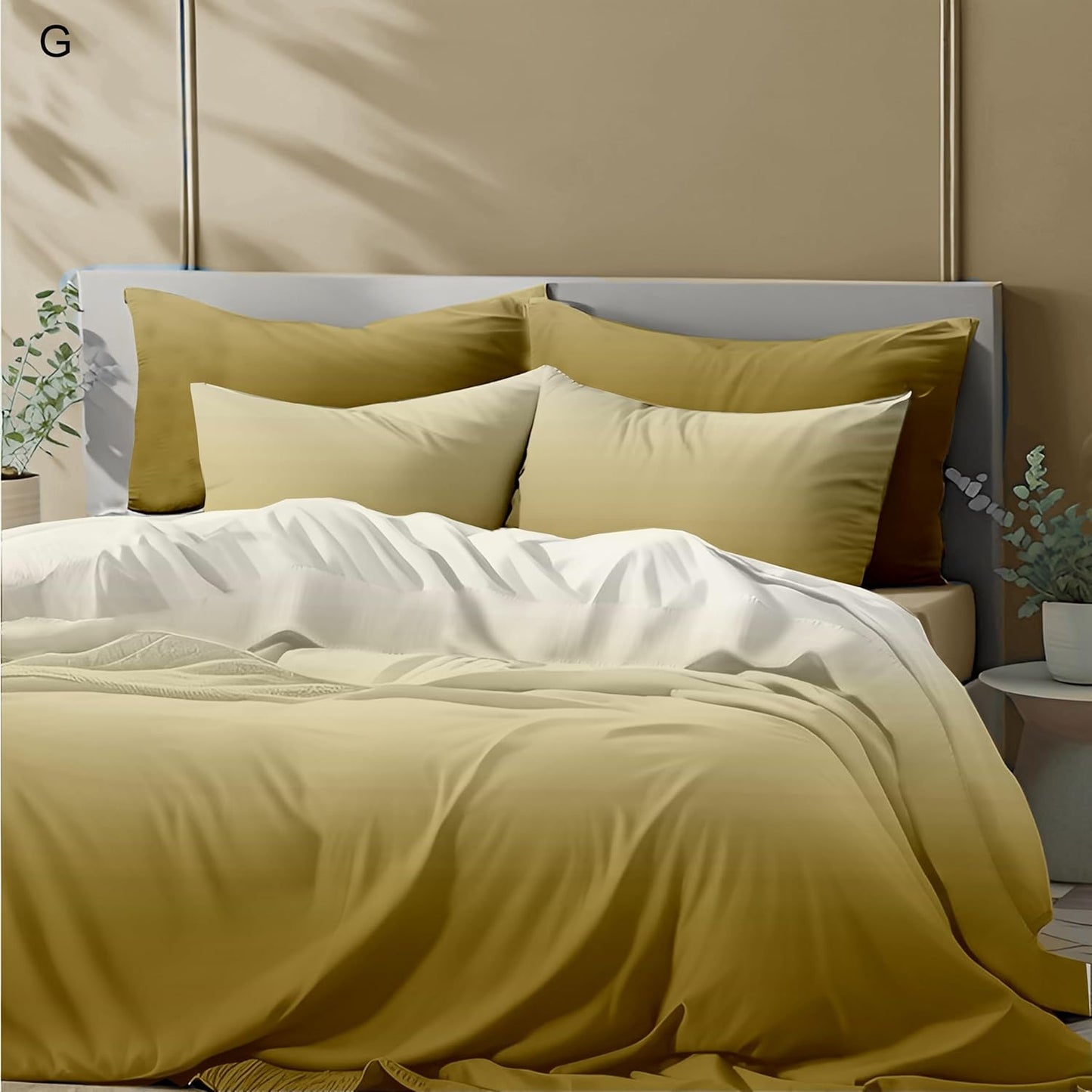 Cotton Elegant Ombre Print King Size Double Bedsheet 108x108 inches (Hazel Mist)