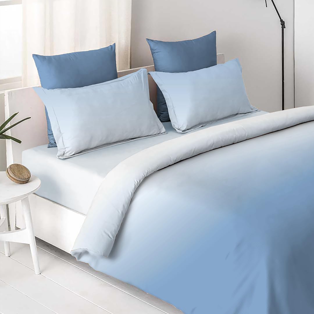 Cotton Elegant Ombre Print King Size Double Bedsheet 108x108 inches (Marine Blue)