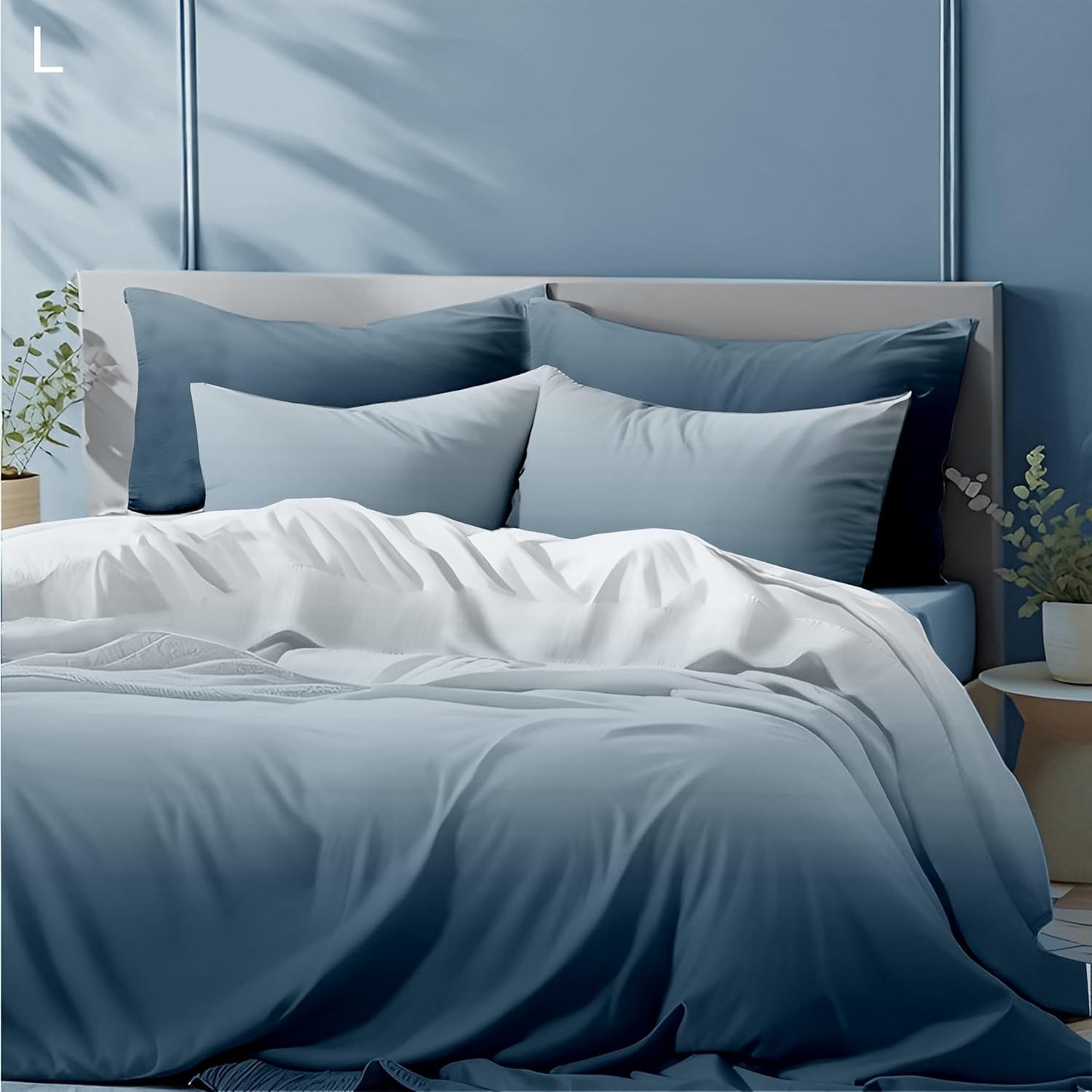 Cotton Elegant Ombre Print King Size Double Bedsheet 108x108 inches (Marine Blue)