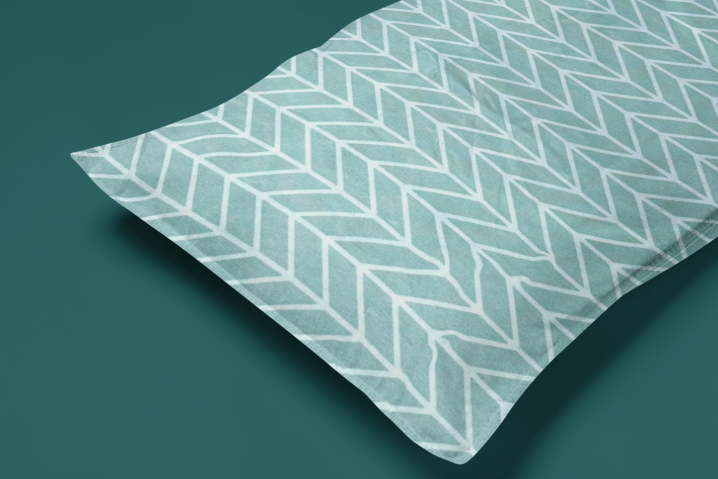 Green Pattern Double Bed Fitted Bedsheet | 72x78 inches | Up to 8 inches Mattress