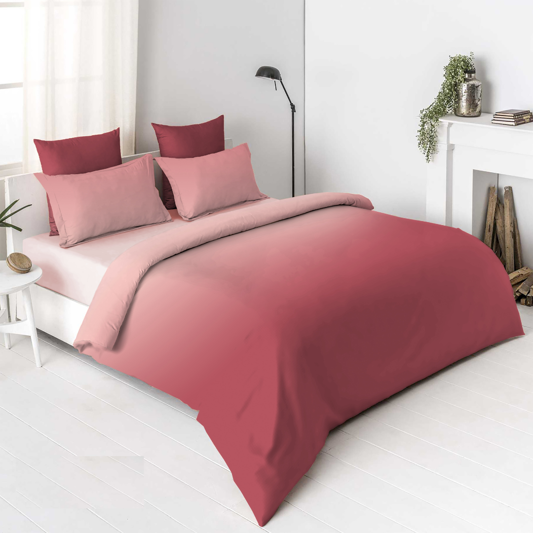 Cotton Elegant Ombre Print King Size Double Bedsheet 108x108 inches (Deep Sea Coral)