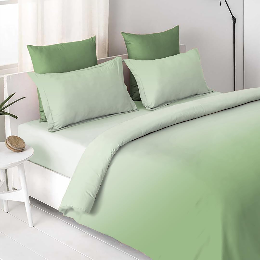 Cotton Elegant Ombre Print King Size Double Bedsheet 108x108 inches (Smoke Green)