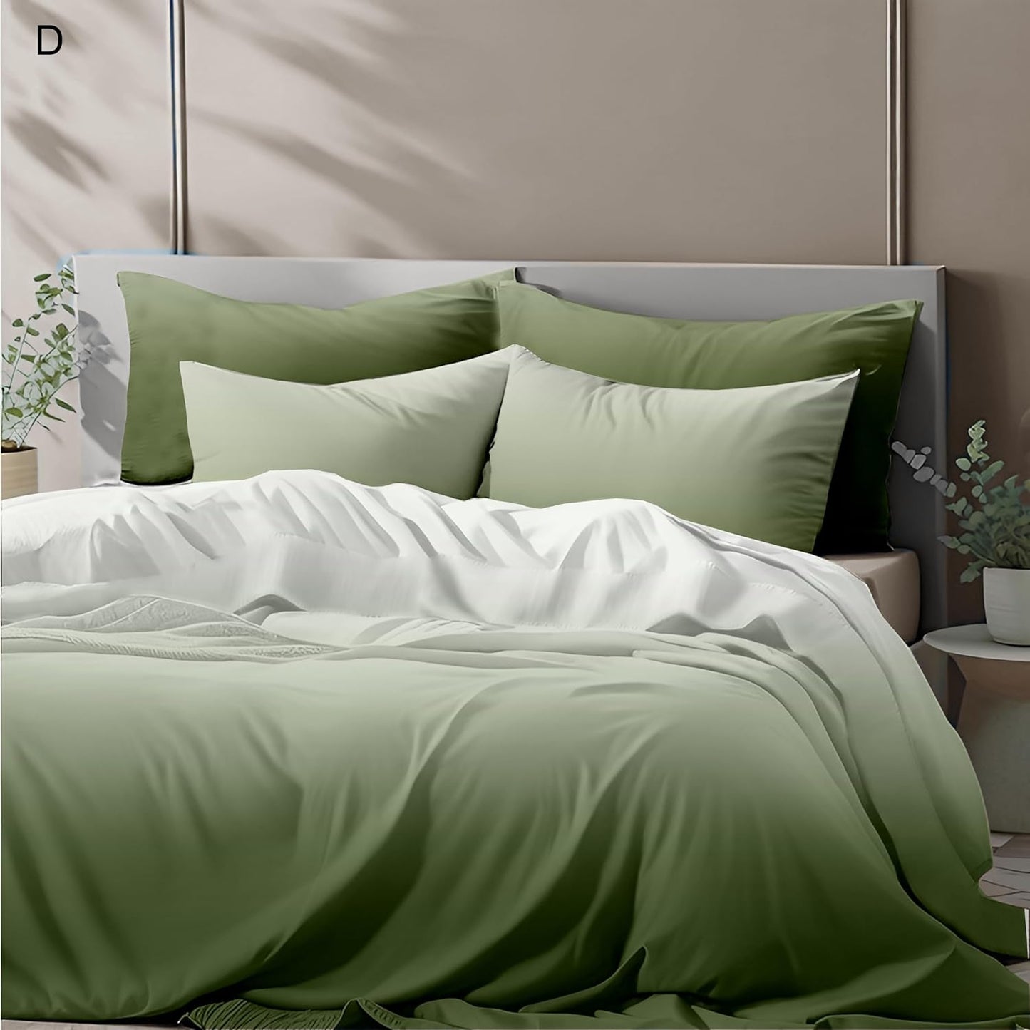 Cotton Elegant Ombre Print King Size Double Bedsheet 108x108 inches (Smoke Green)