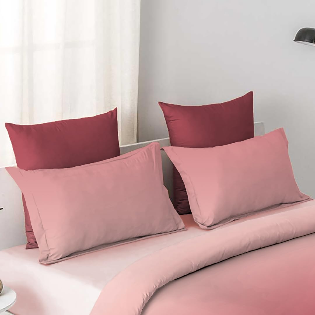 Cotton Elegant Ombre Print King Size Double Bedsheet 108x108 inches (Deep Sea Coral)
