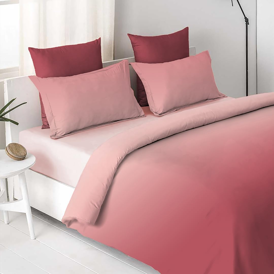 Cotton Elegant Ombre Print King Size Double Bedsheet 108x108 inches (Deep Sea Coral)