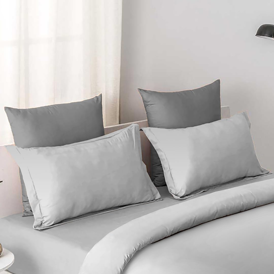 Cotton Elegant Ombre Print King Size Double Bedsheet 108x108 inches (Silver Cloud)