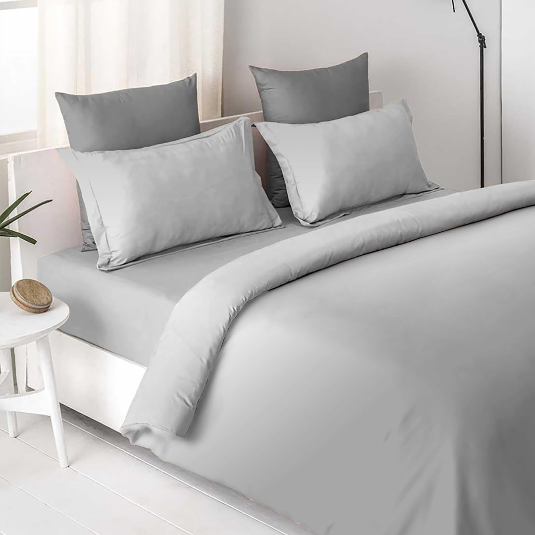 Cotton Elegant Ombre Print King Size Double Bedsheet 108x108 inches (Silver Cloud)